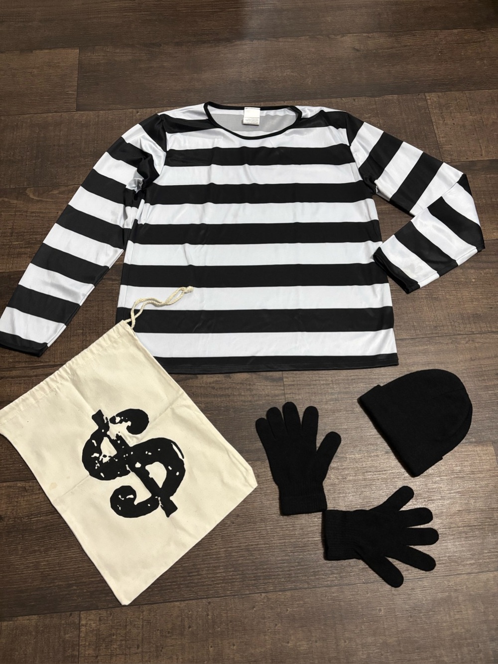 Woman’s Fake Robber Costume Size XL, False Thief Costume Set Halloween NEW